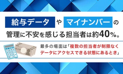 給与データやマイナンバーの管理に不安を感じる担当者は約40%。最多の場面は「複数の担当者が制限なくデータにアクセスできる状態にあるとき」