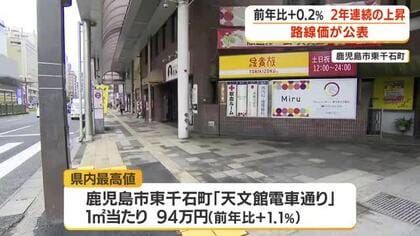 ２０２６年の路線価公表　鹿児島県内の平均値は２年連続上昇