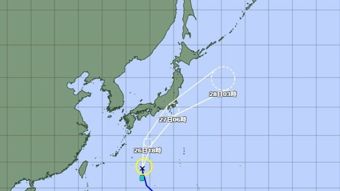 台風8号の進路予想図　気象庁HPより