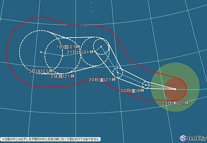 台風31号の進路予想図　日本気象協会 tenki.jpより