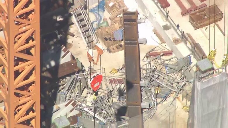 「小さい地震くらい揺れた」東京・中央区の51階建てビル建設現場で作業員が鉄骨とともに落下　2人死亡1人重体｜FNNプライムオンライン