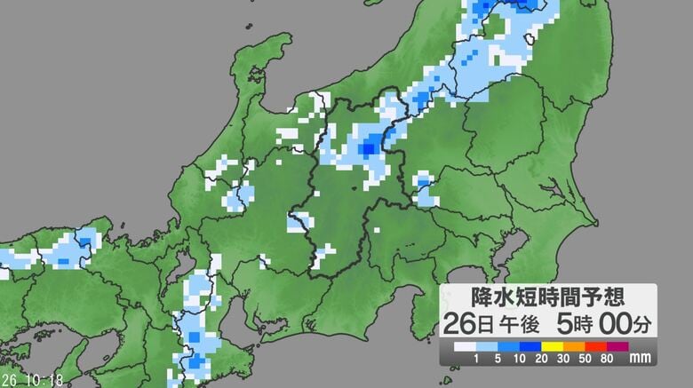「警報級の大雨」の可能性　26日夜遅くにかけて大気の状態が非常に不安定　長野県内の24時間予想降水量は北部・中部80ミリ、南部60ミリ（27日午前6時まで・多い所で）｜FNNプライムオンライン