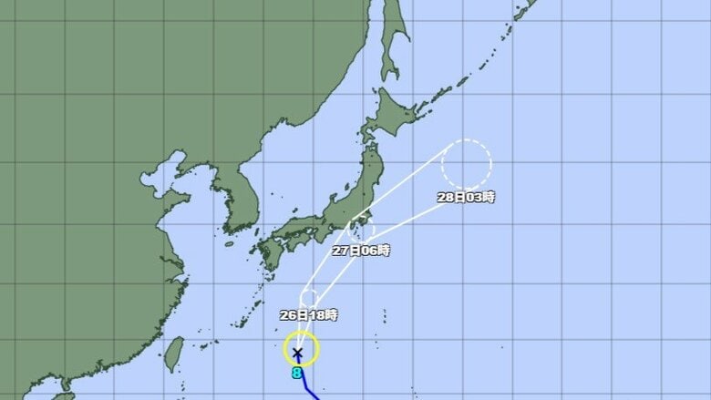 台風8号の進路予想図　気象庁HPより