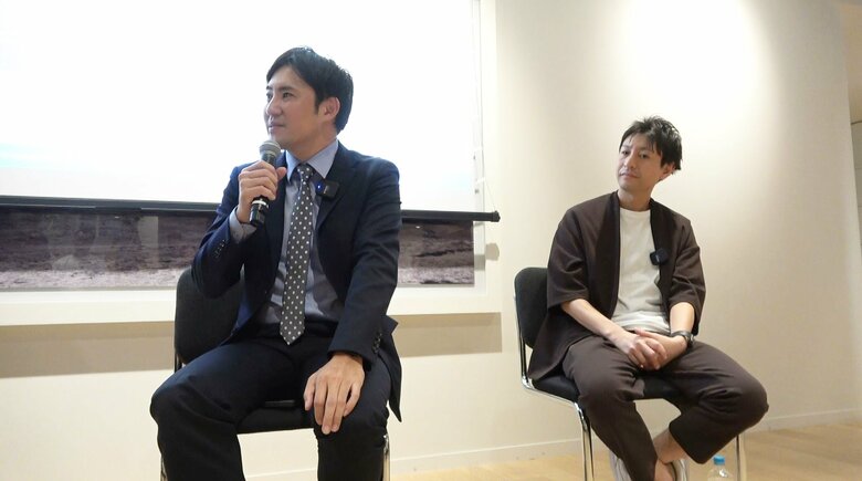 「キノコード」テクノロジーアンドデザインカンパニーCEO 浦上泰弘さん（左）とパーソルビジネスプロセスデザイン執行役員 小野陽一さん（右）