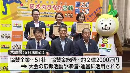 大会の広報活動や準備・運営に活用　宮崎国スポ・障スポ　協賛企業に感謝状贈呈