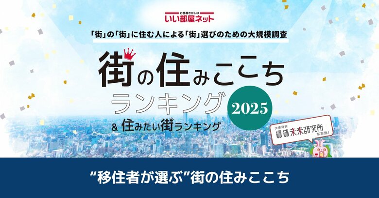いい部屋ネット　“移住者が選ぶ”街の住みここちランキング2025＜全国版＞（街の住みここちランキング特別集計）発表