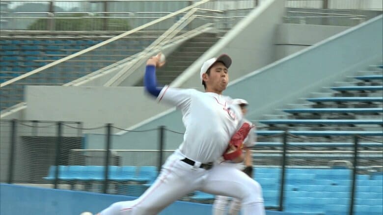 大谷翔平 選手よりも大きい身長198cm　最速152kmの知徳・小船翼にプロの評価は？　運命のドラフト会議へ｜FNNプライムオンライン