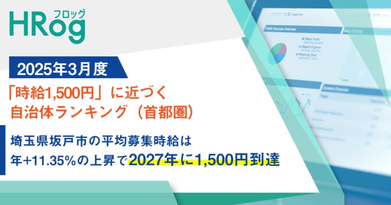 埼玉県坂戸市の平均募集時給は年+11.35%の上昇で2027年に1,500円到達【2025年3月度 「時給1,500円」に近づく自治体ランキング(首都圏)】