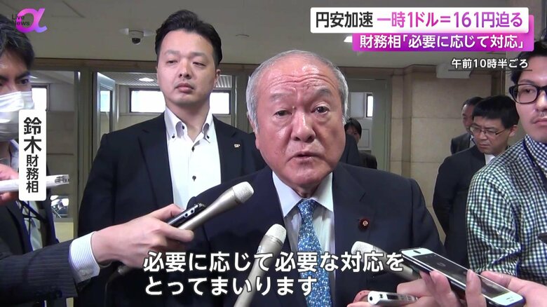 「必要に応じて必要な対応を取る」と話す鈴木財務相