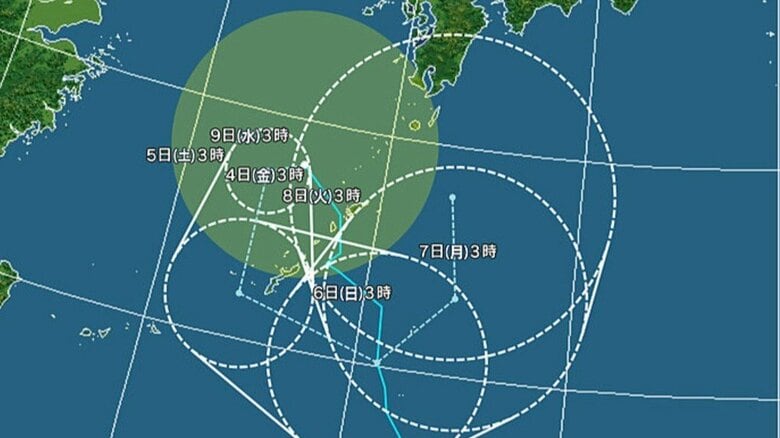 台風24号の進路予想図　日本気象協会より