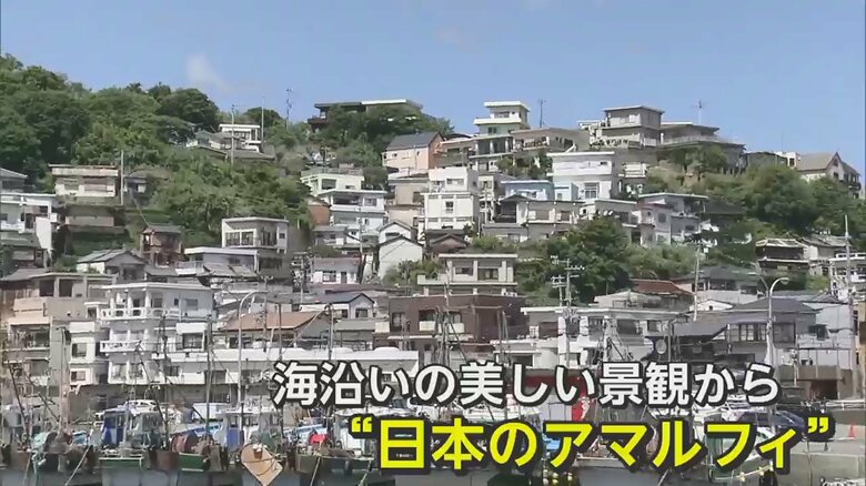 雑賀崎地区は、海沿いの斜面に住宅が密集するその美しい景色から「日本のアマルフィ」とも呼ばれる