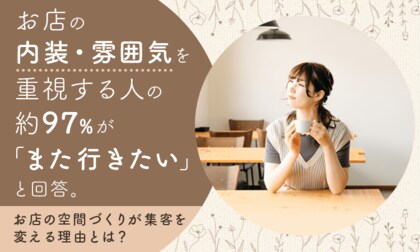 お店の「内装・雰囲気」を重視する人の約97％が「また行きたい」と回答。お店の空間づくりが集客を変える理由とは？