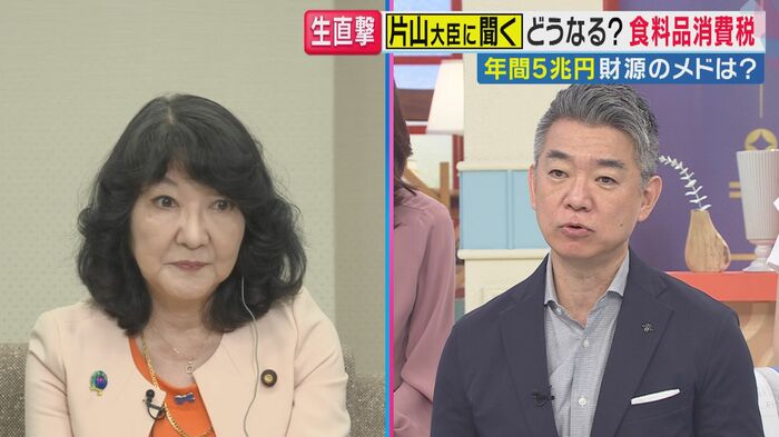 片山財務大臣と番組コメンテーターの橋下徹氏(関西テレビ「旬感LIVE とれたてっ!」より)