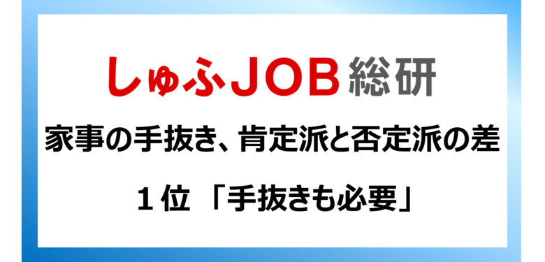 家事の“手抜き”について　肯定派と否定派で最も差が出たのは「手抜きも必要」