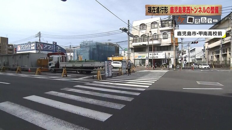 トンネル出口になる甲南高校付近の現場