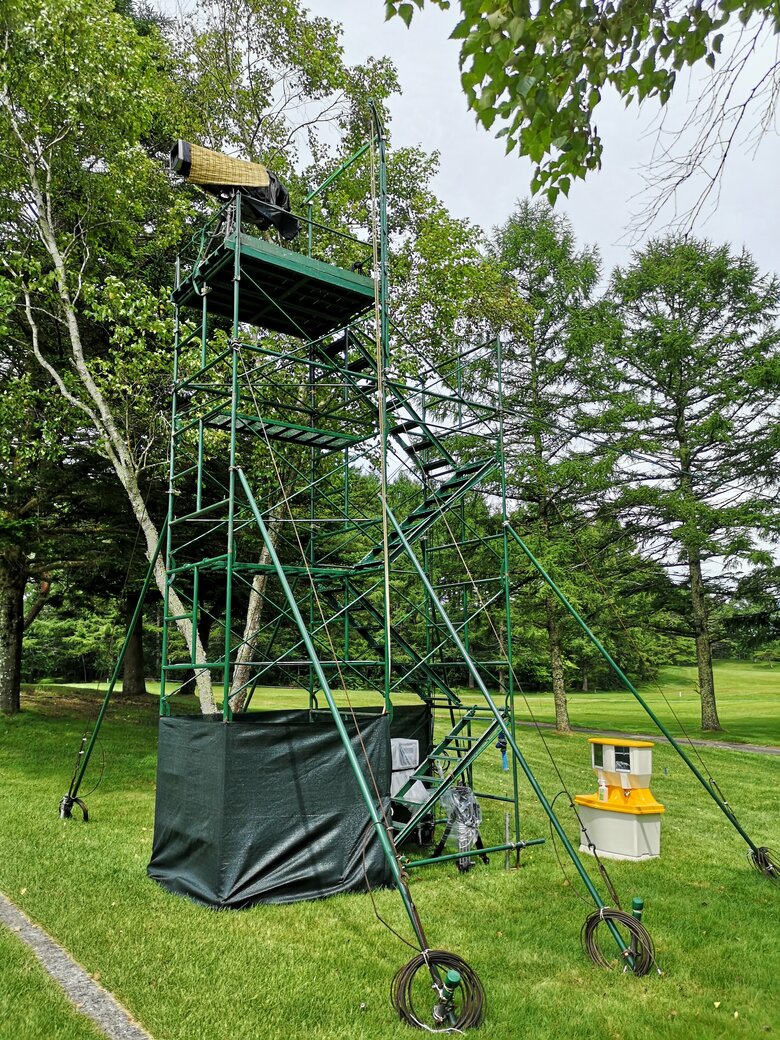 15番ホールのカメラ横に設置された手洗い場