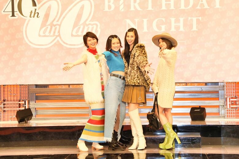 （左から）菜波さん、佐々木莉佳子さん、中条あやみさん、まいさん