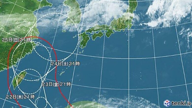 台風30号の進路予想図　日本気象協会 tenki.jpより