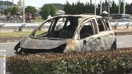イオンモール前で車が炎上 走行中 エンジンに異常