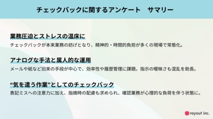 チェックバック業務、7割が『面倒』、6割が『気を遣う』 心身の“見えない負担”を調査で可視化
