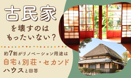 古民家を壊すのはもったいない？約3人に2人がリノベーション用途は「自宅」と「別荘・セカンドハウス」と回答