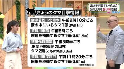【福島県・4月24日の天気】あすは青嵐の若葉寒　県内各地でクマ目撃　山菜採りの際には注意を