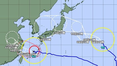 【台風情報】ダブル台風の今後の進路予想は　来週、台風15号が北日本を直撃する可能性　関東などにも影響が出る見込み　東北では警報級の大雨のおそれ　お盆休み中は関東から東海でも雨の降る日が多くなる見込み
