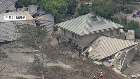 【中継】山口・平生町で土砂崩れ　不明の70代男性発見も心肺停止　住宅倒壊で3人重軽傷