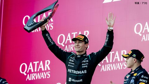 ラッセルが接戦制し今季3勝目　2位フェルスタッペンと0.196秒差【F1アゼルバイジャングランプリ】