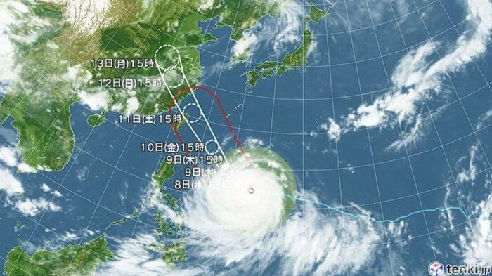 台風9号の進路予想図　日本気象協会より