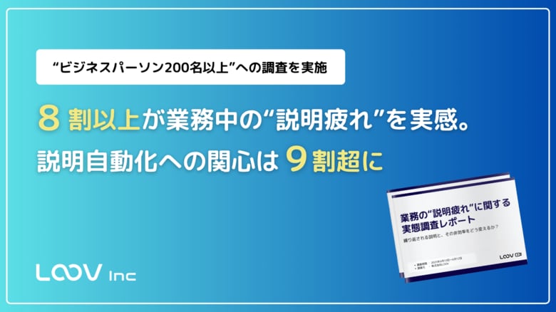 8割以上が業務中の“説明疲れ”を実感。説明自動化への関心は9割超に／「業務の説明負担に関する実態調査」結果を公開