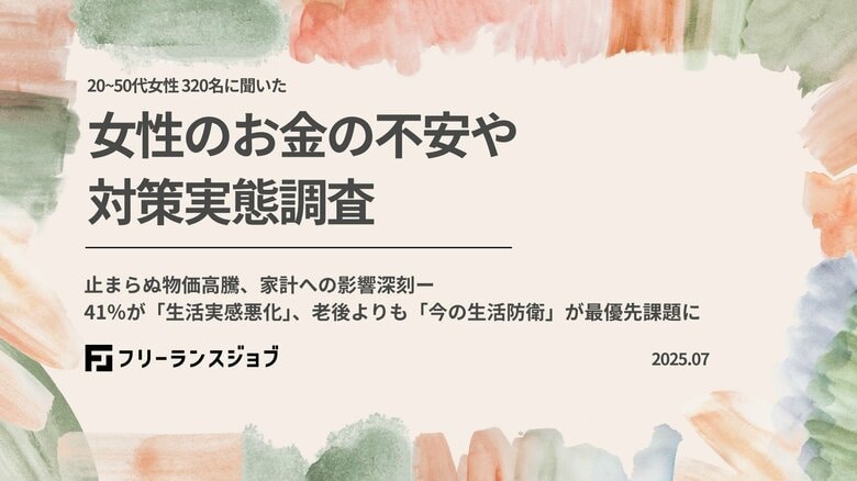 【20~50代女性320名調査】43%の女性が「昨年より生活苦しい」物価高や税負担に不安も、収入UP対策「何もしていない」が3割