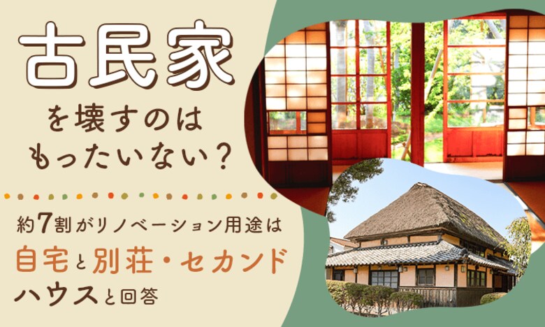 古民家を壊すのはもったいない？約3人に2人がリノベーション用途は「自宅」と「別荘・セカンドハウス」と回答