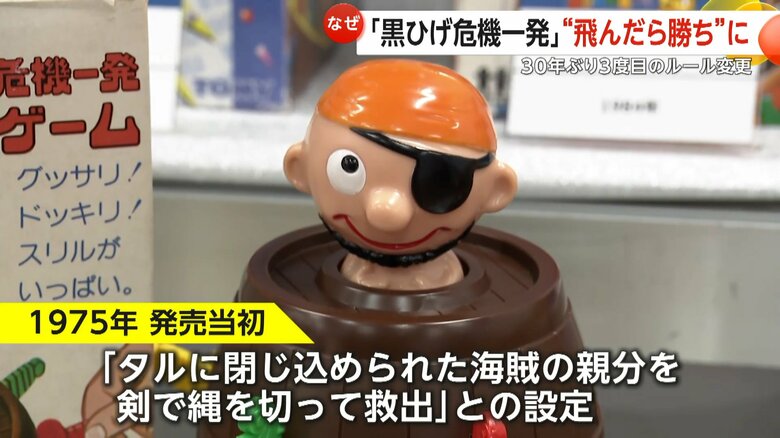 発売当初、「海賊の親分を剣で縄を切って救出する」という設定だった「黒ひげ危機一発」