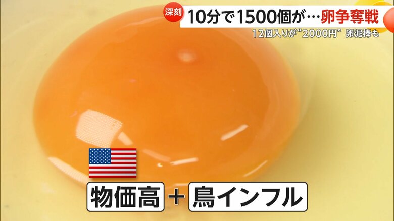 アメリカで物価高と鳥インフルエンザ拡大で卵価格が高騰中