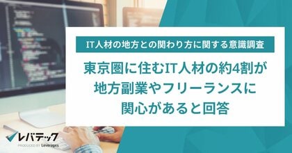 東京圏に住むIT人材の約4割が地方副業やフリーランスに関心があると回答
