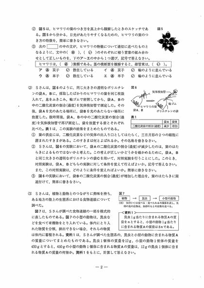 解答速報】静岡県公立高校入試（理科）問題及び正答・正答例並びに採点