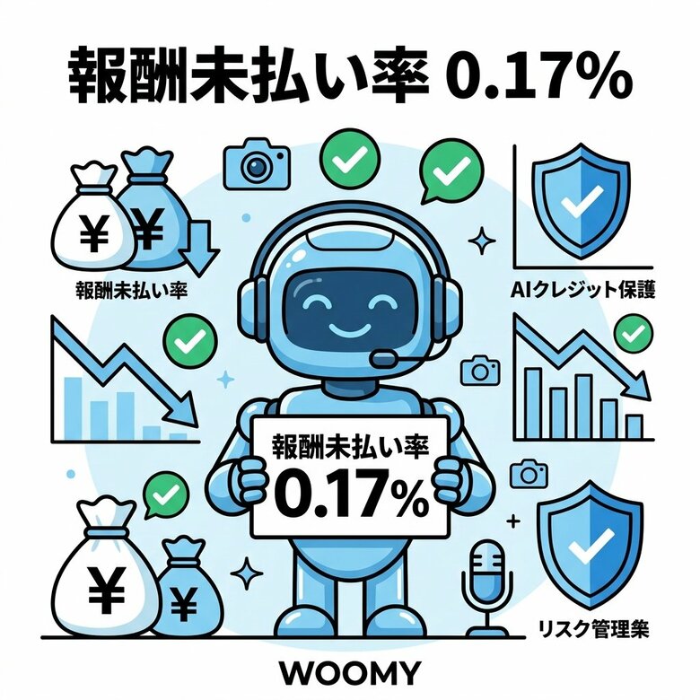 インフルエンサープラットフォームのウーミー（Woomy）、報酬手数料0円の証明として業界タブーの『報酬未払い率』を実数公開。未払い金額はわずか0.17%へ改善。