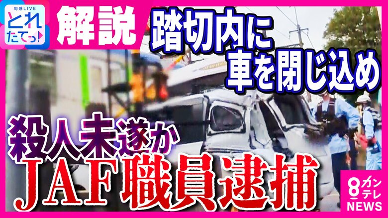 殺人未遂の疑いで逮捕されたJAF隊員 親族らが語った人物像 後続車を踏切から出られないようにして殺害しようとしたか 直前に防犯カメラが捉えた“接近して走行”する様子|FNNプライムオンライン