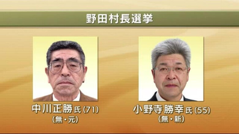 野田村長選挙　投開票　元職と新人の一騎打ち　岩手県｜FNNプライムオンライン