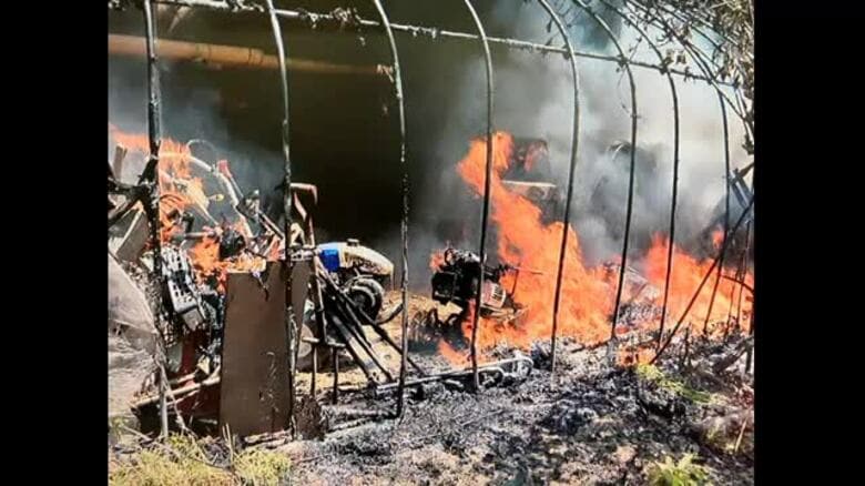 【速報】昼食から戻ったら火の手が…津山市小田中の農業用ハウスで火事　ケガ人なし【岡山】｜FNNプライムオンライン