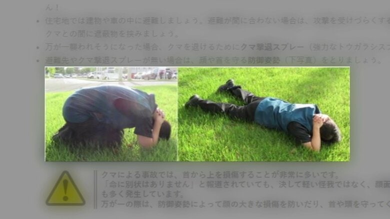 秋田県のホームページで紹介している「防御姿勢」