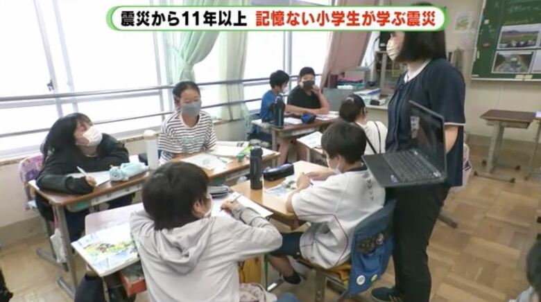 当時の釜石市の課題について話し合う児童