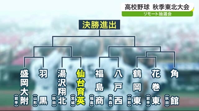 高校野球 秋季東北大会 リモート抽選会 仙台育英・東北・柴田 初戦は?