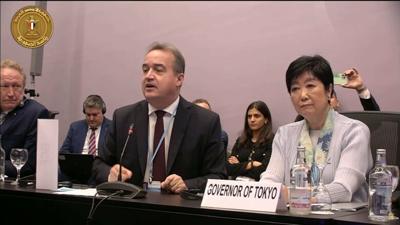 小池知事は、COP27で、1日に3つの会議に出席したという（エジプト大統領公式ユーチューブより）