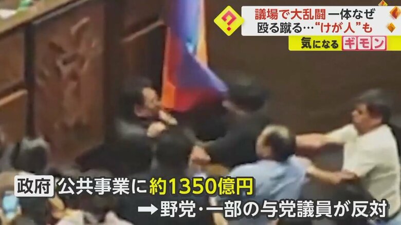 公共投資の承認をめぐって大荒れの議場
