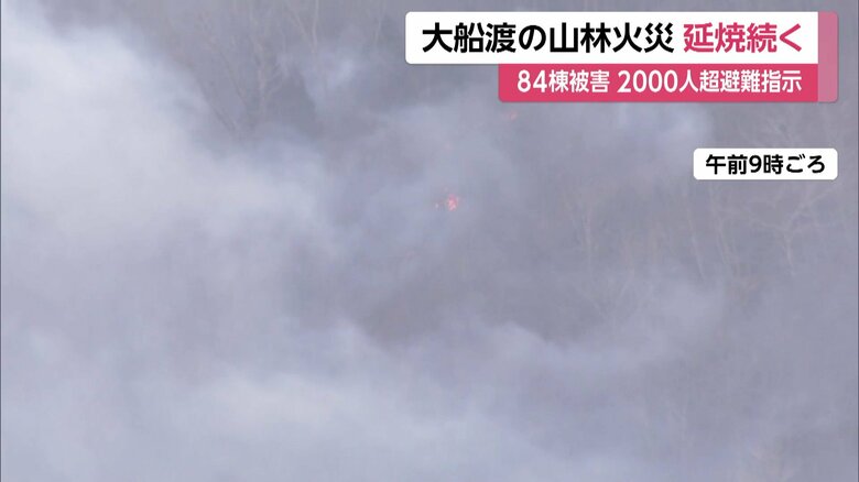 木の間からは複数の赤い炎が見える