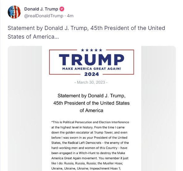 トランプ氏はSNSに次々と投稿し「起訴」の判断を批判している