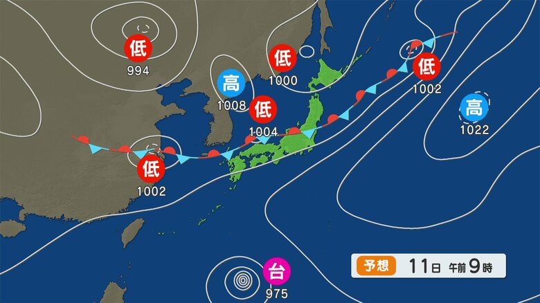 午前9時の予想天気図