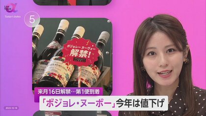 「ボジョレ・ヌーボー」初荷到着・解禁は11月16日　値下がりは14年ぶり　行動制限解除による“ボジョレ・ヌーボー市場”本来の盛り上がりに期待